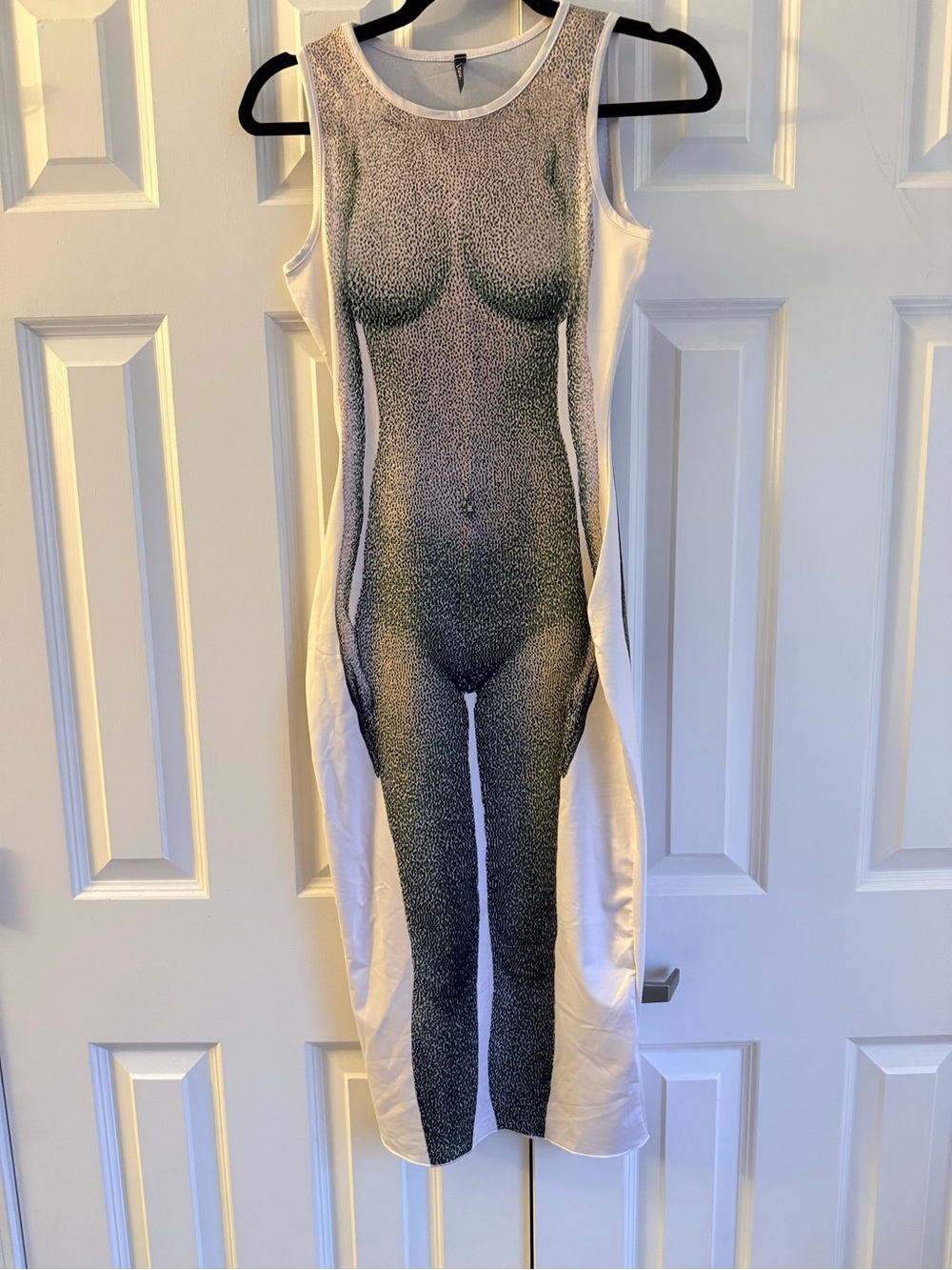 Graphic Nude Bodyprint Midi Dress in White